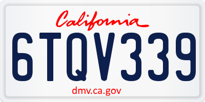 CA license plate 6TQV339