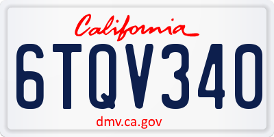 CA license plate 6TQV340