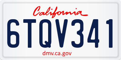 CA license plate 6TQV341