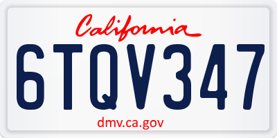 CA license plate 6TQV347