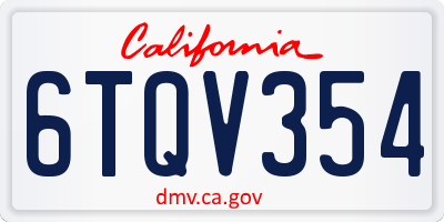CA license plate 6TQV354