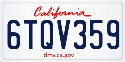 CA license plate 6TQV359