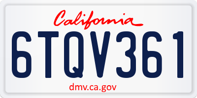 CA license plate 6TQV361