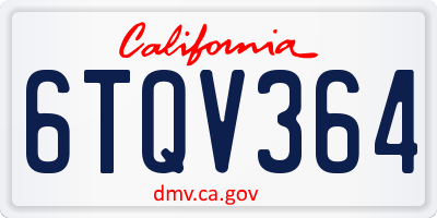 CA license plate 6TQV364