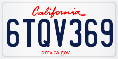 CA license plate 6TQV369