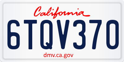 CA license plate 6TQV370