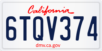 CA license plate 6TQV374