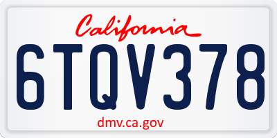 CA license plate 6TQV378