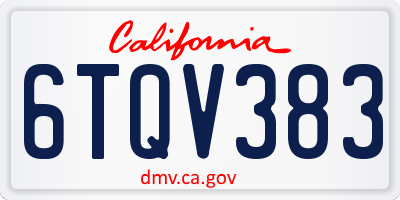 CA license plate 6TQV383