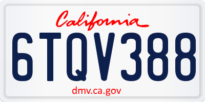 CA license plate 6TQV388