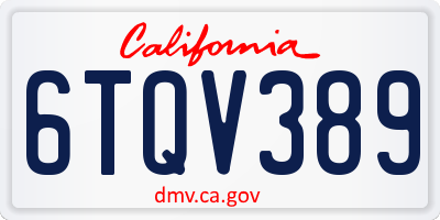 CA license plate 6TQV389