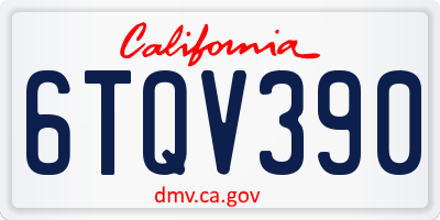 CA license plate 6TQV390