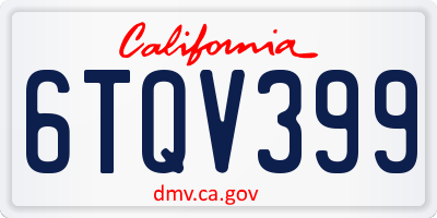 CA license plate 6TQV399