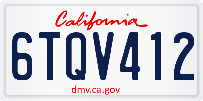 CA license plate 6TQV412