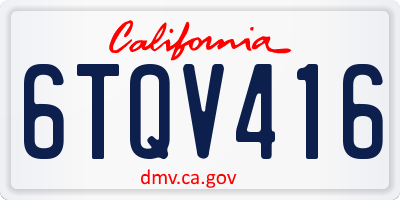 CA license plate 6TQV416