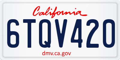 CA license plate 6TQV420