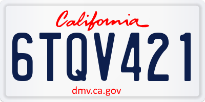 CA license plate 6TQV421