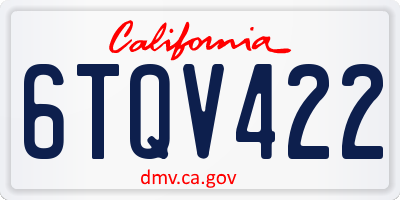 CA license plate 6TQV422