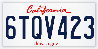 CA license plate 6TQV423