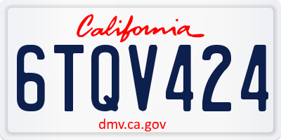 CA license plate 6TQV424