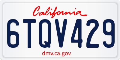 CA license plate 6TQV429