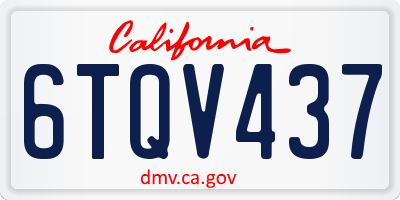 CA license plate 6TQV437
