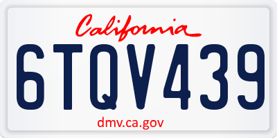 CA license plate 6TQV439