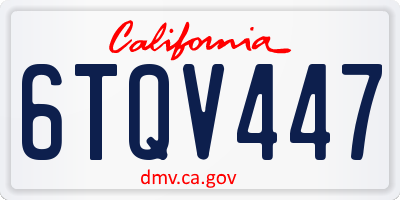 CA license plate 6TQV447