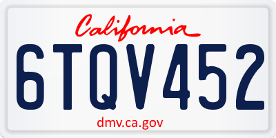 CA license plate 6TQV452