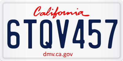 CA license plate 6TQV457