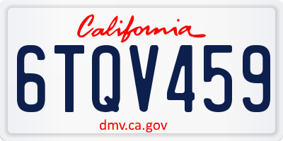 CA license plate 6TQV459