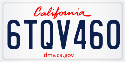 CA license plate 6TQV460