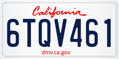 CA license plate 6TQV461