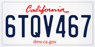 CA license plate 6TQV467