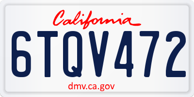 CA license plate 6TQV472