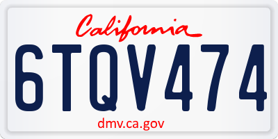 CA license plate 6TQV474