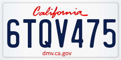 CA license plate 6TQV475