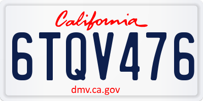 CA license plate 6TQV476