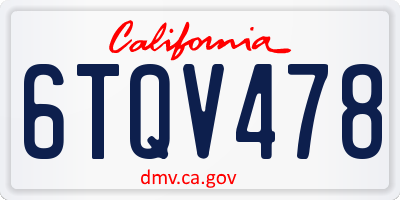 CA license plate 6TQV478