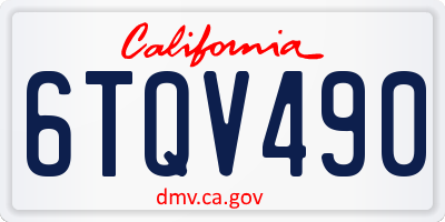 CA license plate 6TQV490