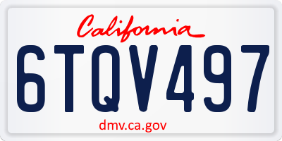 CA license plate 6TQV497