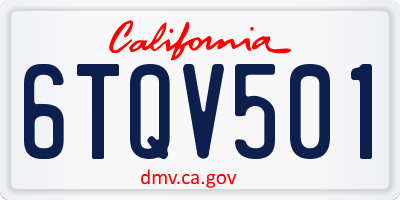 CA license plate 6TQV501