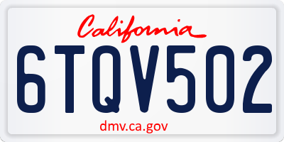 CA license plate 6TQV502