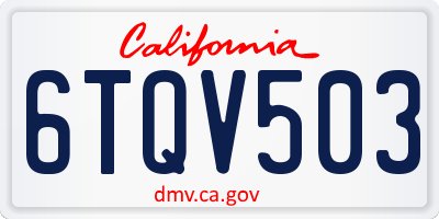 CA license plate 6TQV503