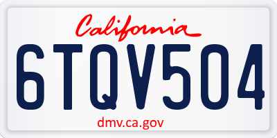 CA license plate 6TQV504