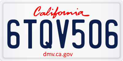 CA license plate 6TQV506