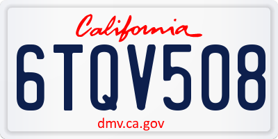 CA license plate 6TQV508