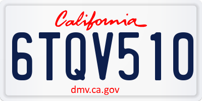CA license plate 6TQV510