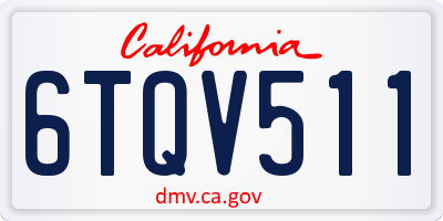 CA license plate 6TQV511