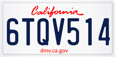 CA license plate 6TQV514